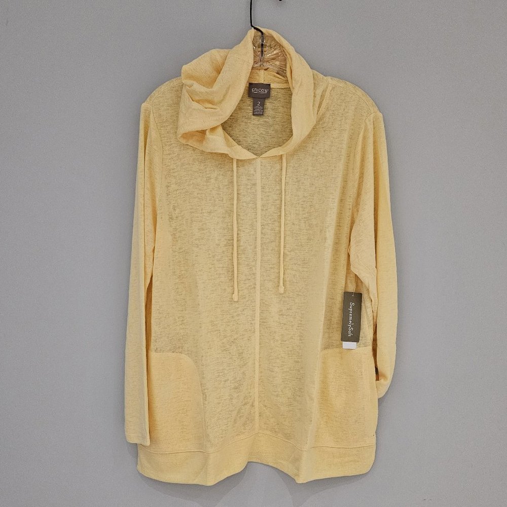 Lightweight Chico's Supremely Soft Hoodie with Pockets - Size 2